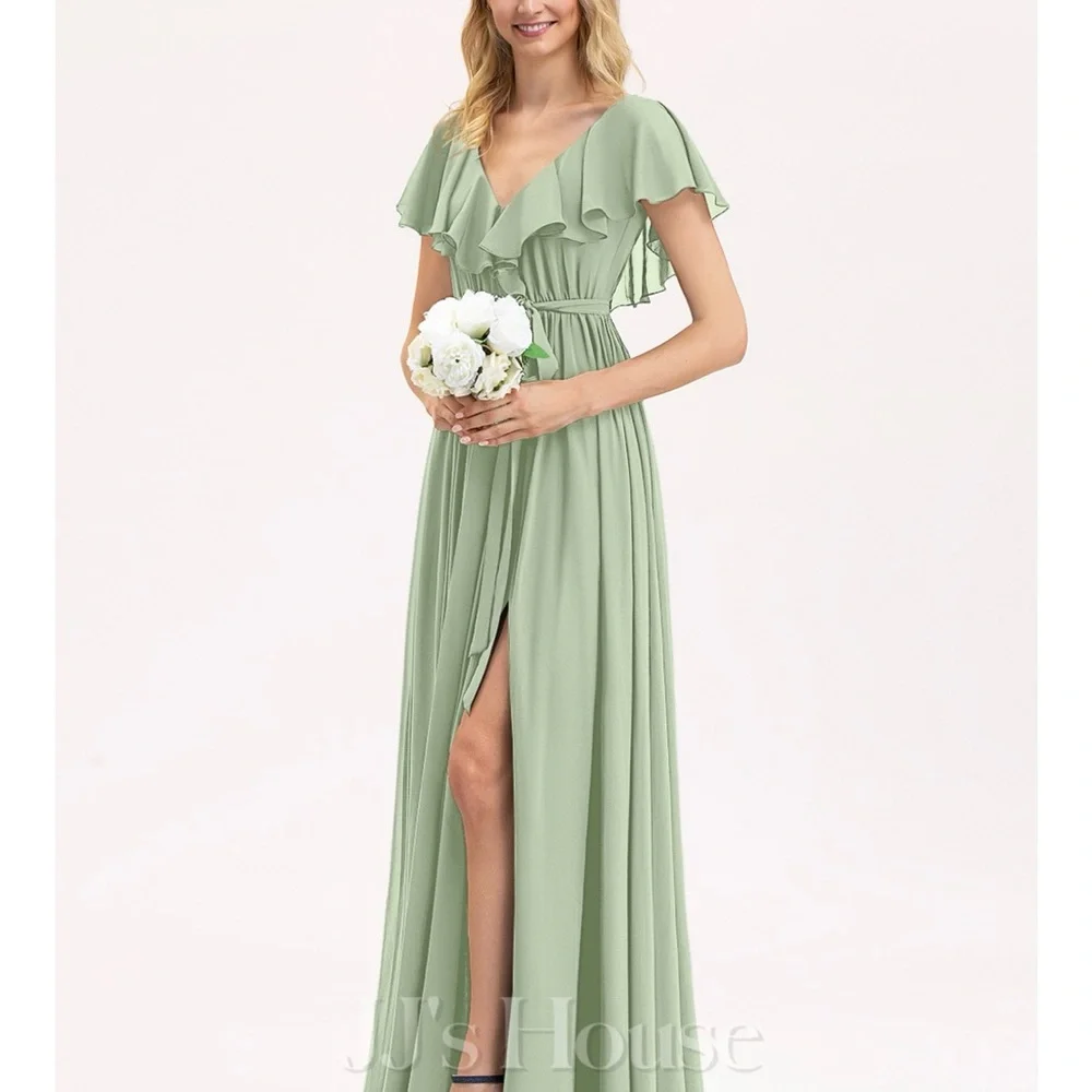 Elegant Bridesmaid Green Maxi Dress - Picture 3 of 4